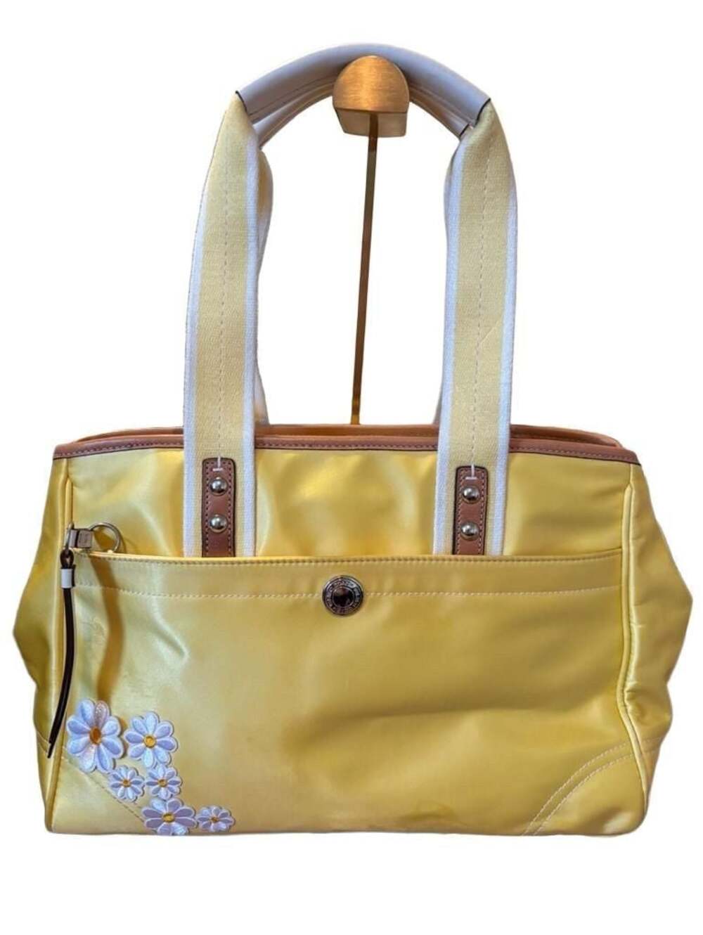 Coach Hamptons Weekend F11993 Yellow Sateen Shoulder Tote